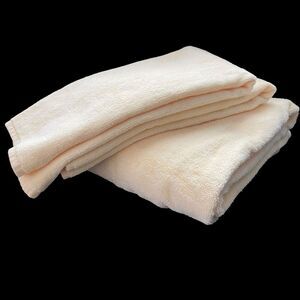 Vintage Martex Velour  Bath Towel + 2 Hand Towels Ivory Cotton Made in U.S.A.